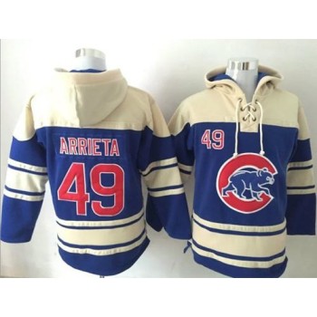 Cubs #49 Jake Arrieta Blue Sawyer Hooded Sweatshirt MLB Hoodie Cubs #49 Jake Arrieta Blue Sawyer Hooded Sweatshirt MLB Hoodie
