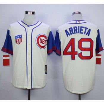 Cubs #49 Jake Arrieta Cream/Blue 1942 Turn Back The Clock Stitched MLB Jersey Cubs #49 Jake Arrieta Cream/Blue 1942 Turn Back The Clock Stitched MLB Jersey