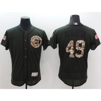 Cubs #49 Jake Arrieta Green Flexbase Authentic Collection Salute to Service Stitched MLB Jersey Cubs #49 Jake Arrieta Green Flexbase Authentic Collection Salute to Service Stitched MLB Jersey