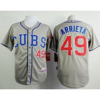Cubs #49 Jake Arrieta Grey Alternate Road Cool Base Stitched MLB Jersey Cubs #49 Jake Arrieta Grey Alternate Road Cool Base Stitched MLB Jersey