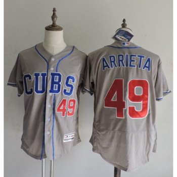 Cubs #49 Jake Arrieta Grey Flexbase Authentic Collection Alternate Road Stitched MLB Jersey Cubs #49 Jake Arrieta Grey Flexbase Authentic Collection Alternate Road Stitched MLB Jersey