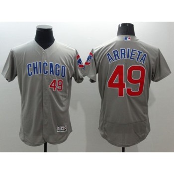 Cubs #49 Jake Arrieta Grey Flexbase Authentic Collection Road Stitched MLB Jersey Cubs #49 Jake Arrieta Grey Flexbase Authentic Collection Road Stitched MLB Jersey