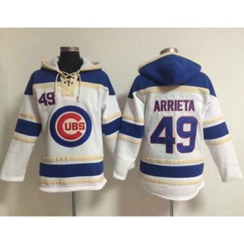 Cubs #49 Jake Arrieta White Sawyer Hooded Sweatshirt MLB Hoodie Cubs #49 Jake Arrieta White Sawyer Hooded Sweatshirt MLB Hoodie