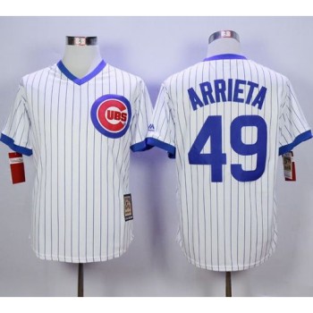 Cubs #49 Jake Arrieta White Strip Home Cooperstown Stitched MLB Jersey Cubs #49 Jake Arrieta White Strip Home Cooperstown Stitched MLB Jersey