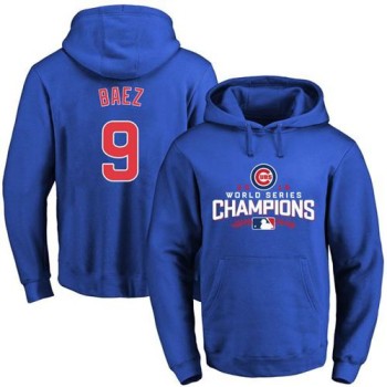 Cubs #9 Javier Baez Blue 2016 World Series Champions Pullover MLB Hoodie Cubs #9 Javier Baez Blue 2016 World Series Champions Pullover MLB Hoodie