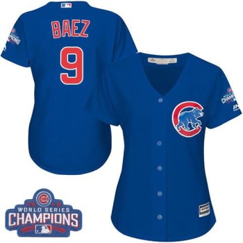 Cubs #9 Javier Baez Blue Alternate 2016 World Series Champions Women's Stitched MLB Jersey Cubs #9 Javier Baez Blue Alternate 2016 World Series Champions Women's Stitched MLB Jersey