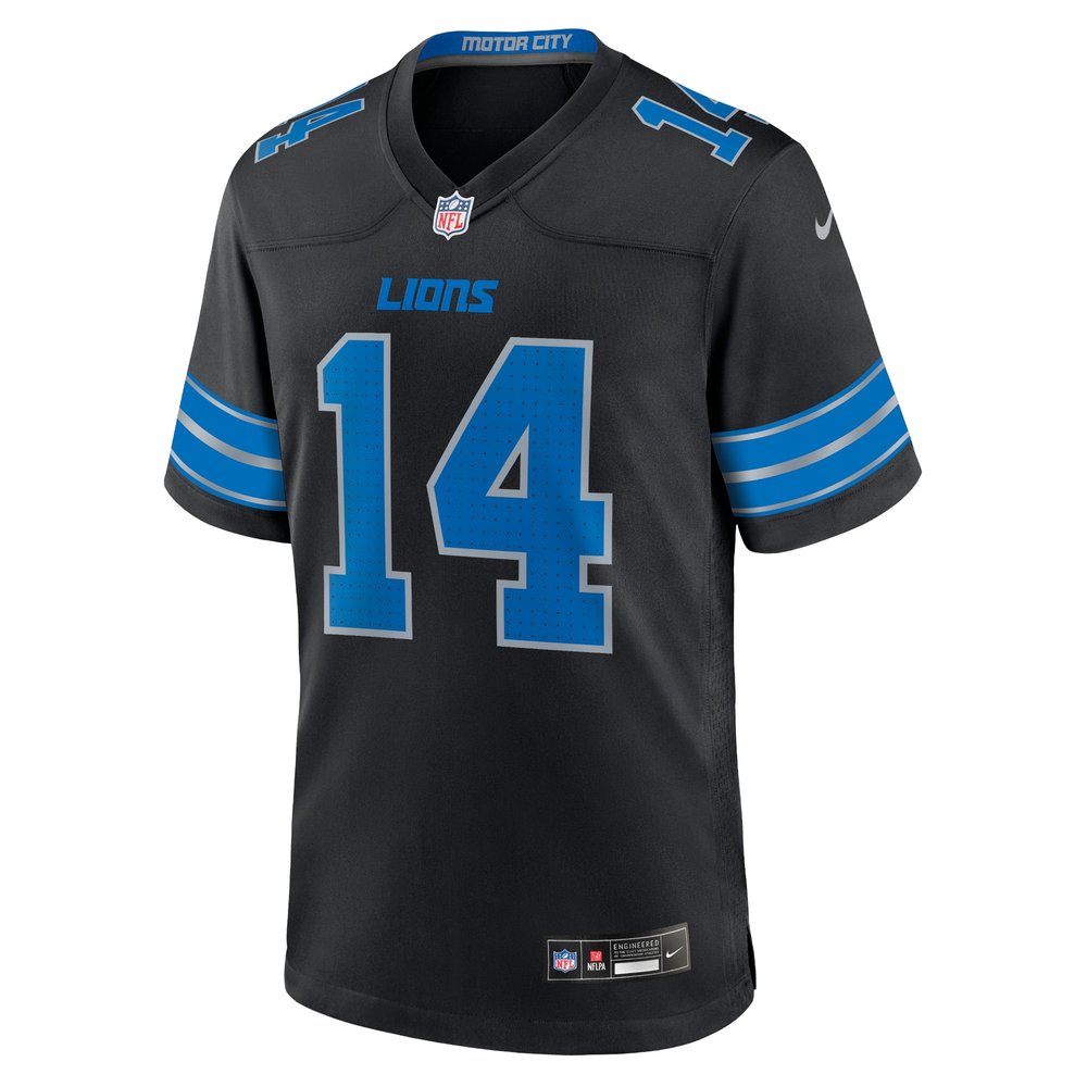 Men's Detroit Lions #14 Amon-Ra St. Brown Black 2nd Alternate Game Jersey Men's Detroit Lions #14 Amon-Ra St. Brown Black 2nd Alternate Game Jersey