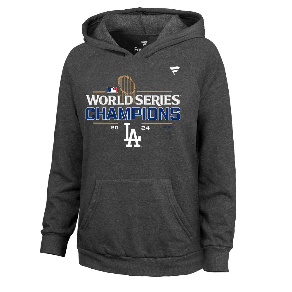 Women's Los Angeles Dodgers Heather Charcoal 2024 World Series Champions Hoodie Women's Los Angeles Dodgers Heather Charcoal 2024 World Series Champions Hoodie