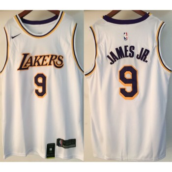 Men's Los Angeles Lakers #9 Bronny James Jr. White 2024 Draft Icon Edition Stitched Basketball Jersey Men's Los Angeles Lakers #9 Bronny James Jr. White 2024 Draft Icon Edition Stitched Basketball Jersey