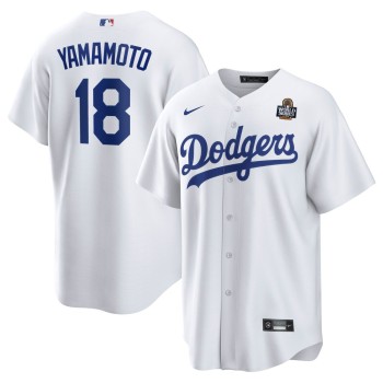 Men's Los Angeles Dodgers #18 Yoshinobu Yamamoto White 2024 World Series Home Replica Player Jersey Men's Los Angeles Dodgers #18 Yoshinobu Yamamoto White 2024 World Series Home Replica Player Jersey