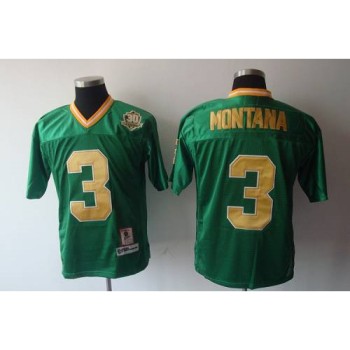 Dame #3 Joe Montana Green With 30TH Patch Stitched NCAA Jersey