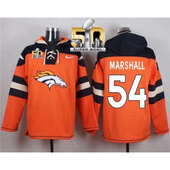 Denver Broncos #54 Brandon Marshall Orange Super Bowl 50 Player Pullover NFL Hoodie Denver Broncos #54 Brandon Marshall Orange Super Bowl 50 Player Pullover NFL Hoodie