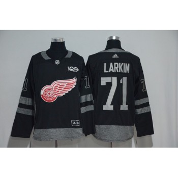 Detroit Red Wings #71 Dylan Larkin Black Men's 1917-2017 100th Anniversary  Stitched NHL Jersey Detroit Red Wings #71 Dylan Larkin Black Men's 1917-2017 100th Anniversary  Stitched NHL Jersey