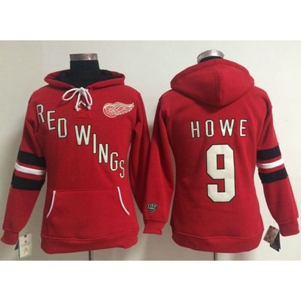 Detroit Red Wings #9 Gordie Howe Red Women's Old Time Heidi NHL Hoodie