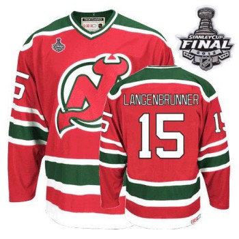Devils #15 Jamie Langenbrunner 2012 Stanley Cup Finals Red and Green CCM Throwback Stitched NHL Jersey Devils #15 Jamie Langenbrunner 2012 Stanley Cup Finals Red and Green CCM Throwback Stitched NHL Jersey