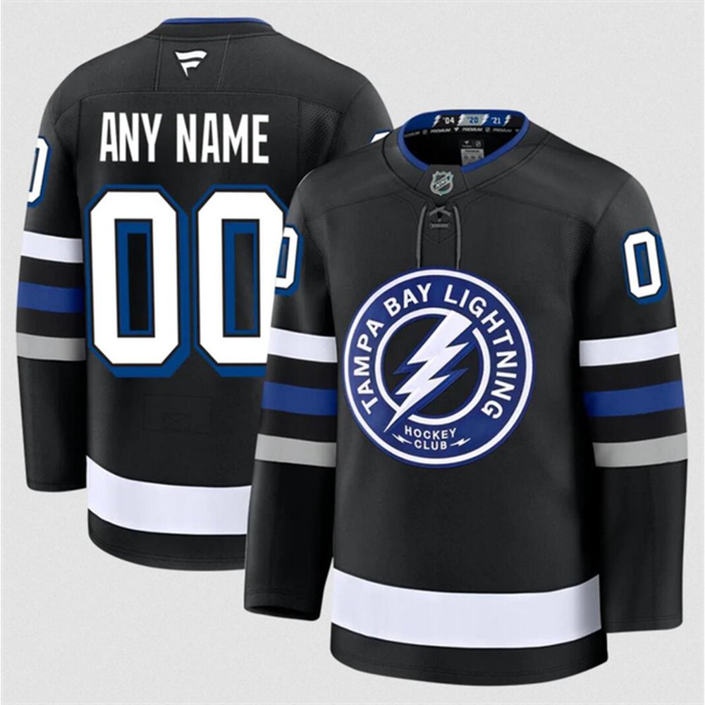 Youth Tampa Bay Lightning Custom Black 2024-25 Alternate Stitched Hockey Jersey Youth Tampa Bay Lightning Custom Black 2024-25 Alternate Stitched Hockey Jersey