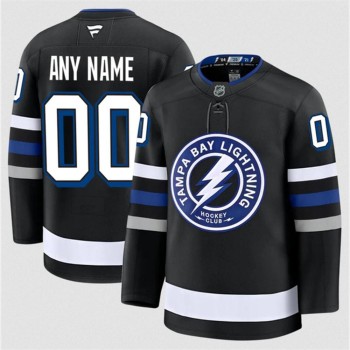 Youth Tampa Bay Lightning Custom Black 2024-25 Alternate Stitched Hockey Jersey