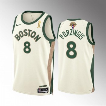 Men's Boston Celtics #8 Kristaps Porzingis 2024 Finals Champions City Edition Stitched Basketball Jersey Men's Boston Celtics #8 Kristaps Porzingis 2024 Finals Champions City Edition Stitched Basketball Jersey
