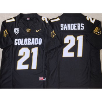 Men's Colorado Buffaloes Black #21 Sanders Stitched Jersey Men's Colorado Buffaloes Black #21 Sanders Stitched Jersey