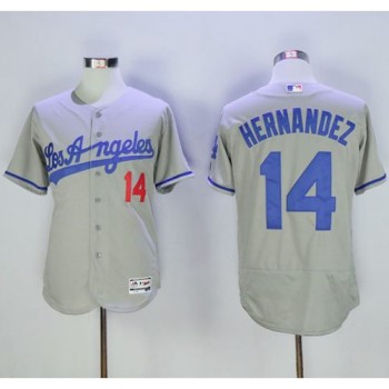 Dodgers #14 Enrique Hernandez Grey Flexbase Authentic Collection Road Stitched MLB Jersey Dodgers #14 Enrique Hernandez Grey Flexbase Authentic Collection Road Stitched MLB Jersey