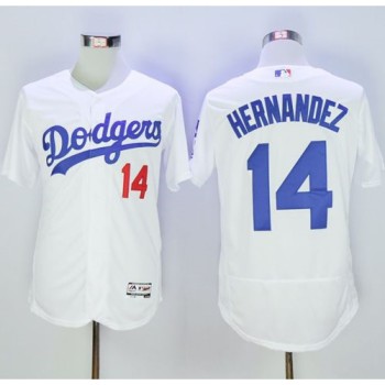 Dodgers #14 Enrique Hernandez White Flexbase Authentic Collection Stitched MLB Jersey Dodgers #14 Enrique Hernandez White Flexbase Authentic Collection Stitched MLB Jersey