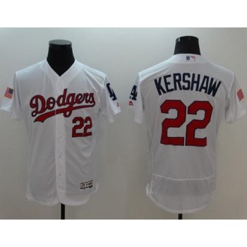 Dodgers #22 Clayton Kershaw White Fashion Stars & Stripes Flexbase Authentic Stitched MLB Jersey Dodgers #22 Clayton Kershaw White Fashion Stars & Stripes Flexbase Authentic Stitched MLB Jersey