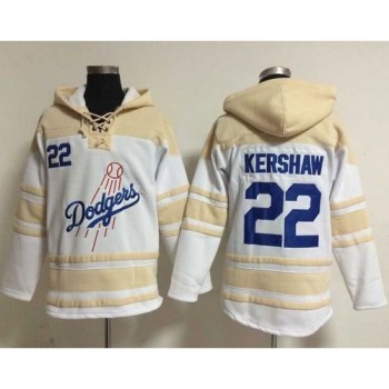 Dodgers #22 Clayton Kershaw White Sawyer Hooded Sweatshirt MLB Hoodie Dodgers #22 Clayton Kershaw White Sawyer Hooded Sweatshirt MLB Hoodie