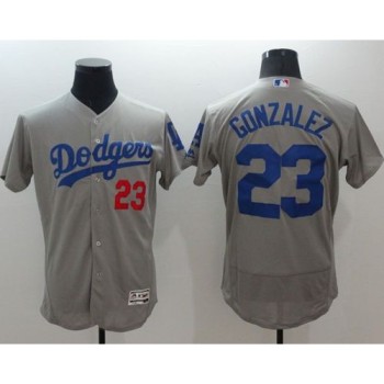 Dodgers #23 Adrian Gonzalez Grey Flexbase Authentic Collection Stitched MLB Jersey Dodgers #23 Adrian Gonzalez Grey Flexbase Authentic Collection Stitched MLB Jersey