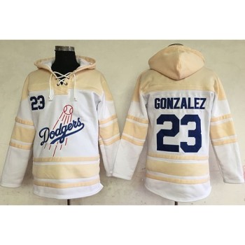 Dodgers #23 Adrian Gonzalez White Sawyer Hooded Sweatshirt MLB Hoodie Dodgers #23 Adrian Gonzalez White Sawyer Hooded Sweatshirt MLB Hoodie