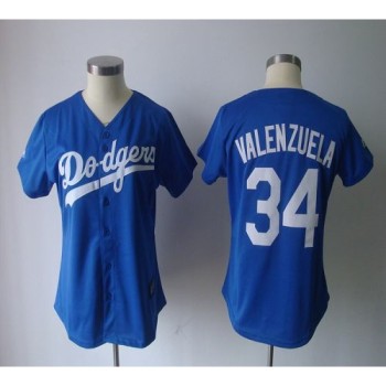 Dodgers #34 Fernando Valenzuela Blue Women's Fashion Stitched MLB Jersey Dodgers #34 Fernando Valenzuela Blue Women's Fashion Stitched MLB Jersey