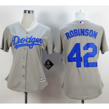 Dodgers #42 Jackie Robinson Grey Alternate Road Women's Stitched MLB Jersey Dodgers #42 Jackie Robinson Grey Alternate Road Women's Stitched MLB Jersey