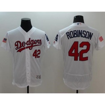 Dodgers #42 Jackie Robinson White Fashion Stars & Stripes Flexbase Authentic Stitched MLB Jersey