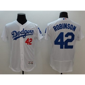 Dodgers #42 Jackie Robinson White Flexbase Authentic Collection Stitched MLB Jersey
