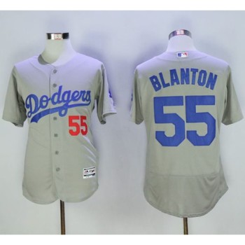 Dodgers #55 Joe Blanton Grey Flexbase Authentic Collection Stitched MLB Jersey Dodgers #55 Joe Blanton Grey Flexbase Authentic Collection Stitched MLB Jersey