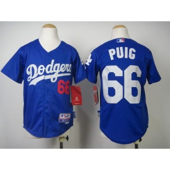 Dodgers #66 Yasiel Puig Blue Cool Base Stitched Youth MLB Jersey Dodgers #66 Yasiel Puig Blue Cool Base Stitched Youth MLB Jersey