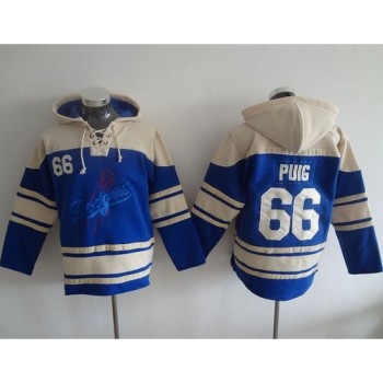 Dodgers #66 Yasiel Puig Blue Sawyer Hooded Sweatshirt MLB Hoodie Dodgers #66 Yasiel Puig Blue Sawyer Hooded Sweatshirt MLB Hoodie