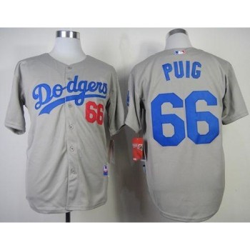 Dodgers #66 Yasiel Puig Grey Cool Base Stitched MLB Jersey Dodgers #66 Yasiel Puig Grey Cool Base Stitched MLB Jersey