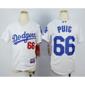 Dodgers #66 Yasiel Puig White Cool Base Stitched Youth MLB Jersey Dodgers #66 Yasiel Puig White Cool Base Stitched Youth MLB Jersey