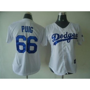Dodgers #66 Yasiel Puig White Women's Fashion Stitched MLB Jersey Dodgers #66 Yasiel Puig White Women's Fashion Stitched MLB Jersey