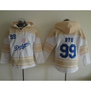 Dodgers #99 Hyun-Jin Ryu White Sawyer Hooded Sweatshirt MLB Hoodie Dodgers #99 Hyun-Jin Ryu White Sawyer Hooded Sweatshirt MLB Hoodie