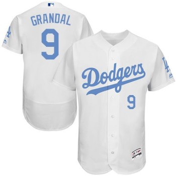 Dodgers #9 Yasmani Grandal White Flexbase Authentic Collection 2016 Father's Day Stitched MLB Jersey Dodgers #9 Yasmani Grandal White Flexbase Authentic Collection 2016 Father's Day Stitched MLB Jersey