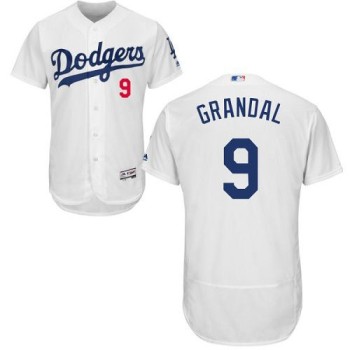 Dodgers #9 Yasmani Grandal White Flexbase Authentic Collection Stitched MLB Jersey Dodgers #9 Yasmani Grandal White Flexbase Authentic Collection Stitched MLB Jersey