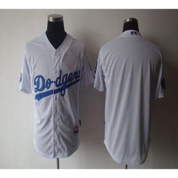 Dodgers Blank White With 50th Anniversary Dodger Stadium Patch Stitched MLB Jersey