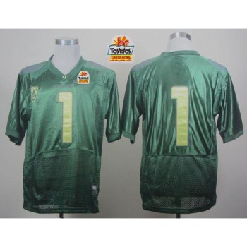 Ducks #1 Fan Green With PAC-12 Patch Tostitos Fiesta Bowl Stitched NCAA Jersey Ducks #1 Fan Green With PAC-12 Patch Tostitos Fiesta Bowl Stitched NCAA Jersey