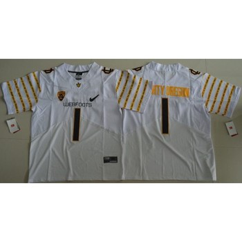 Ducks #1 Mighty Oregon White Webfoots 100th Rose Bowl Game Elite Stitched NCAA Jersey Ducks #1 Mighty Oregon White Webfoots 100th Rose Bowl Game Elite Stitched NCAA Jersey