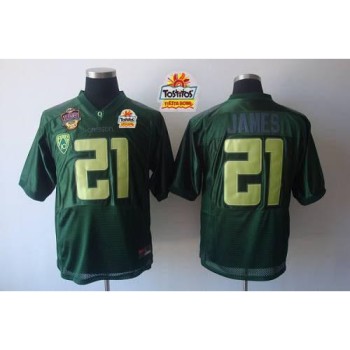Ducks #21 LaMichael James Green Tostitos Fiesta Bowl Stitched NCAA Jersey