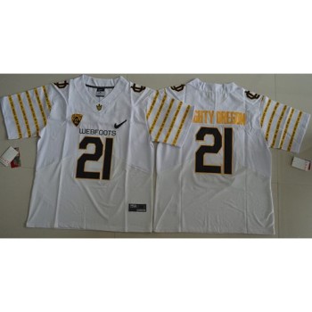 Ducks #21 Mighty Oregon White Webfoots 100th Rose Bowl Game Elite Stitched NCAA Jersey Ducks #21 Mighty Oregon White Webfoots 100th Rose Bowl Game Elite Stitched NCAA Jersey