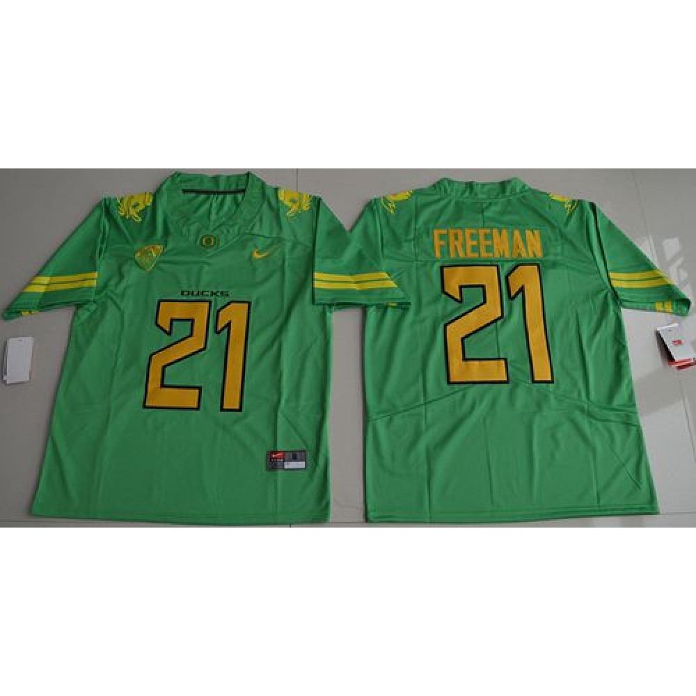 Ducks #21 Royce Freeman Apple Green Electric Lightning Limited Stitched NCAA Jersey