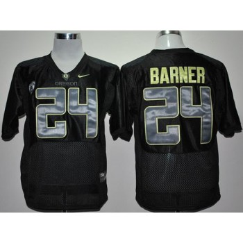 Ducks #24 Kenjon Barner Black With PAC-12 Patch Stitched NCAA Jersey