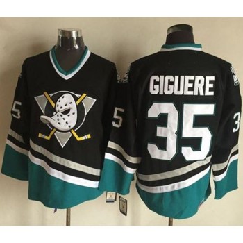 Ducks #35 Jean-Sebastien Giguere Black/Turquoise CCM Throwback Stitched NHL Jersey Ducks #35 Jean-Sebastien Giguere Black/Turquoise CCM Throwback Stitched NHL Jersey